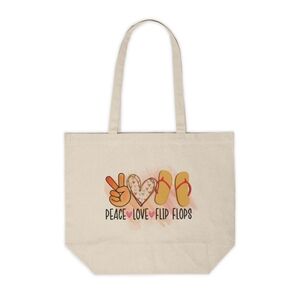 Peace Love Flip Flops Custom Canvas Tote Bag